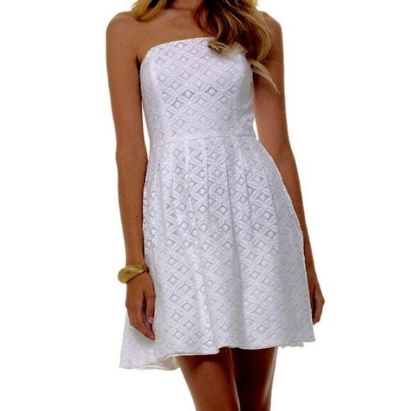 Lilly Pulitzer Dresses & Skirts - Lilly Pulitzer Caitlin White Strapless Dress 8